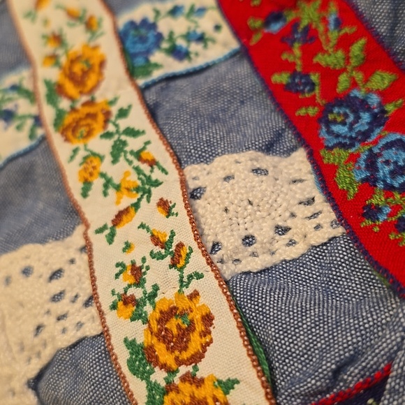 Vintage Blue Handmade Patchwork Buttondown Longsleeve Shirt - Picture 13 of 13